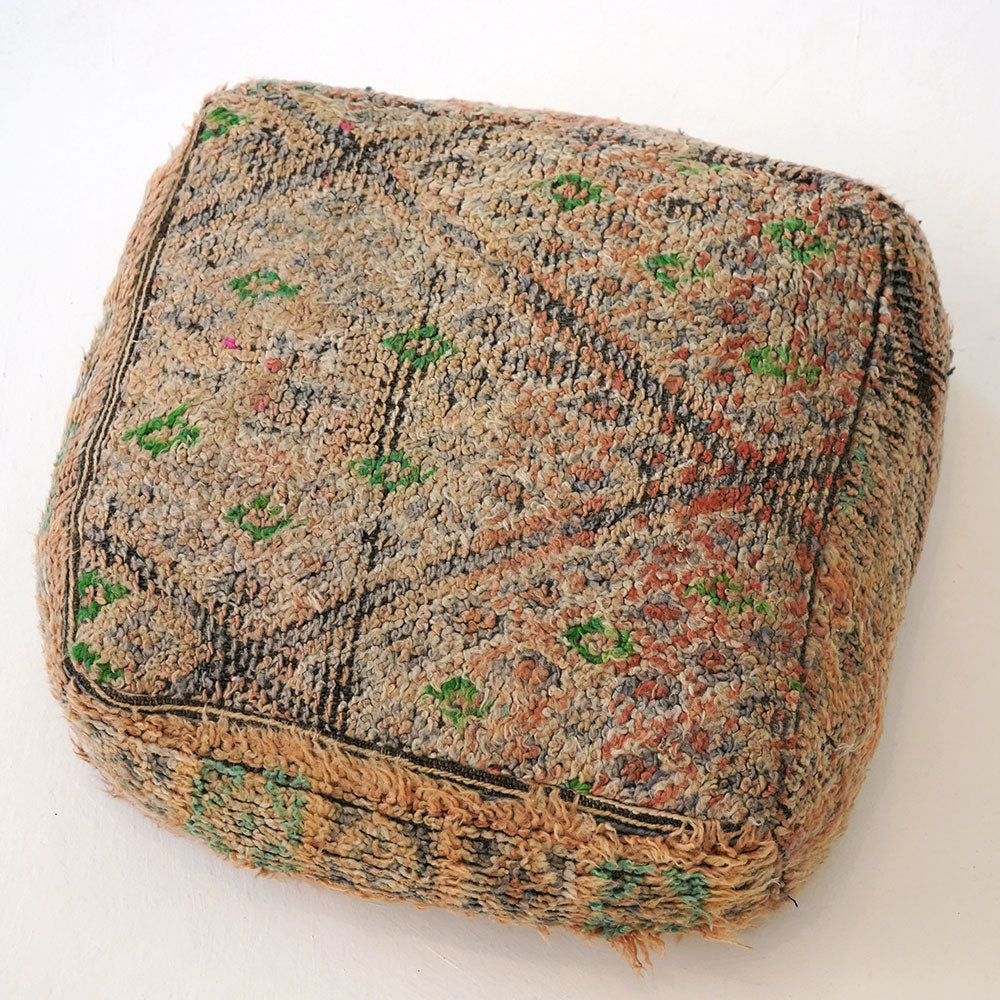 Handcrafted Vintage Wool Pouf, Beni