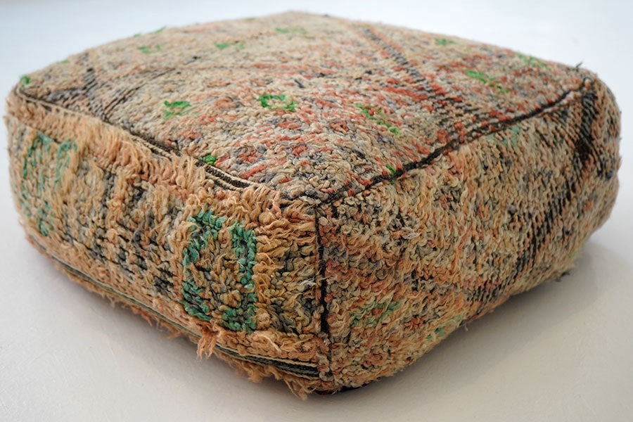 Handcrafted Vintage Wool Pouf, Beni