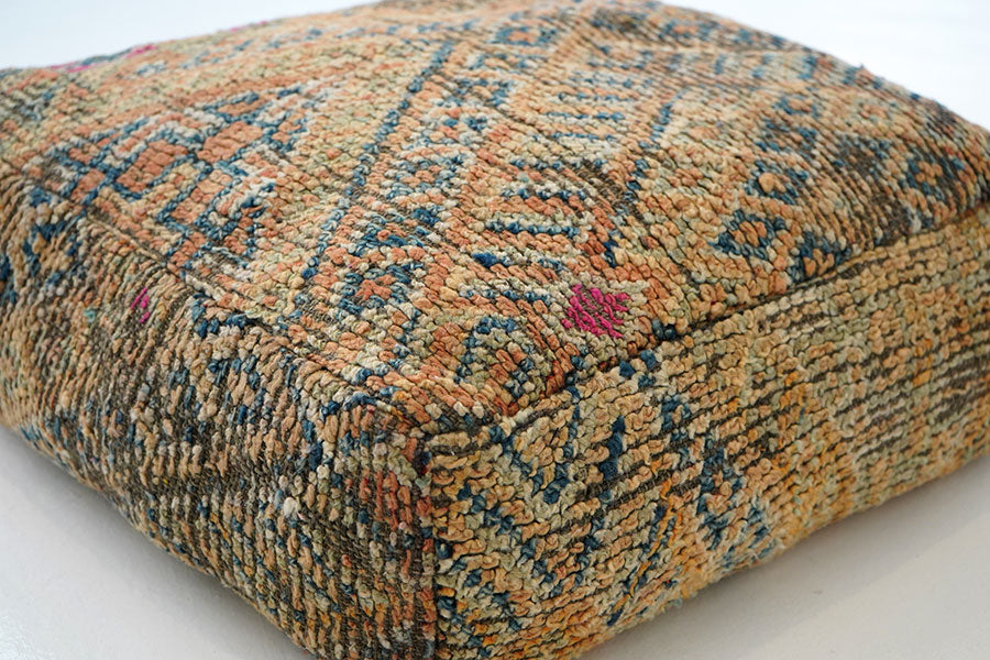 Handcrafted Vintage Wool Pouf, Boujad