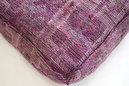 Handcrafted Vintage Wool Pouf, Purple