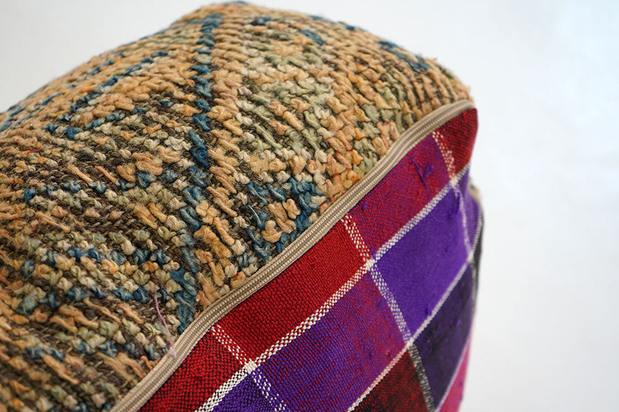 Handcrafted Vintage Wool Pouf, Boujad